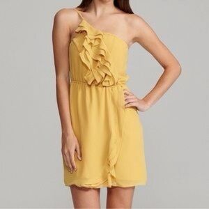 Bcbgeneration yellow ruffle one shoulder dress